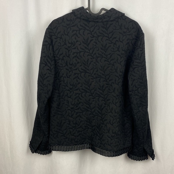 Coldwater Creek Black Brocade Shimmer Embroidered Evening Blazer Jacket - Large - Picture 10 of 13